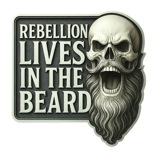 Rebellion Lives in the Beard laminated vehicle decal from Nickel City Beard Blends 